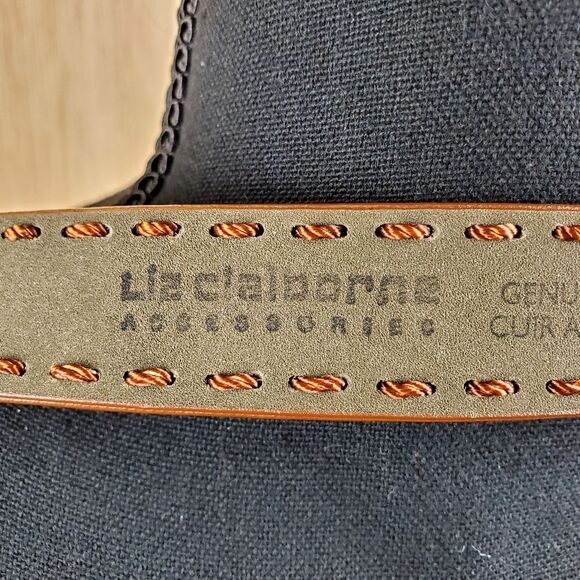 LIZ CLAIBORNE Brown Suede Leather Top Stitching Belt Size S - Picture 4 of 10
